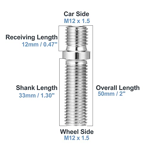 X AUTOHAUX 10 Stück M12x1.5 zu M12x1.5 Felgenbolzen Umbau für BMW Silberton