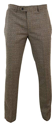 Mens Trousers Tweed Check Vintage Retro Blinders Tailored Fit 1920s