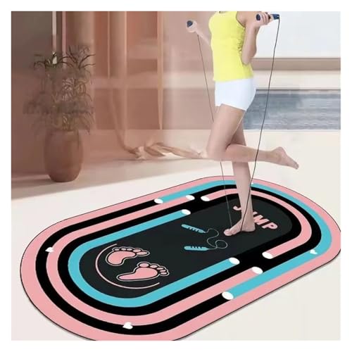 Fitness Mat Jumping Rope Skipping Gymnastics Soundproof Shock-Absorbing Mat Yoga Mat Skipping Exercise Non-Slip(Black,100x160 cm