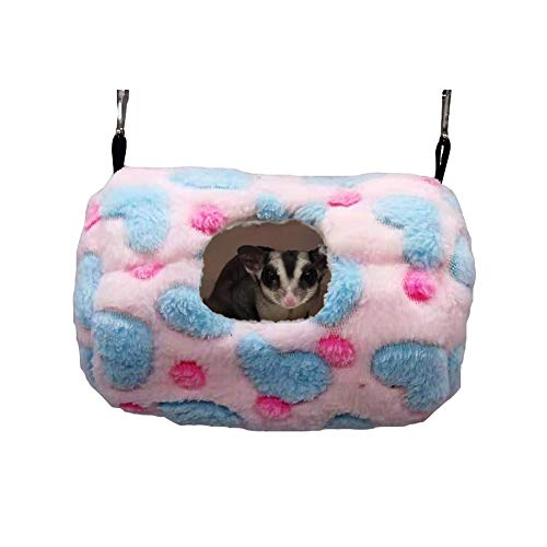 Wontee Hamster Plush Hammock Warm Sleeping Nest Bed for Syrian Hamster Gerbil Rat Mouse Sugar Glider Squirrel (Pink)