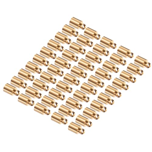 CoCud Tapas de Extremo de Barril, Diámetro Interno de 4.5mm, Tapa de Extremo de Cordón de Cobre Lisa en Tono Oro Rosa, 50 Piezas