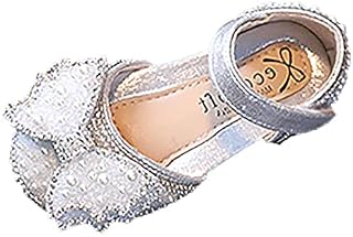 JINKE Girls Shoes Girl Scandal Slip on Toddler Fashion Summer Girls Sandals Dress Performance Dance Shoes Shiny Rhinestone Sequin Bow Pearl Buckle Clog