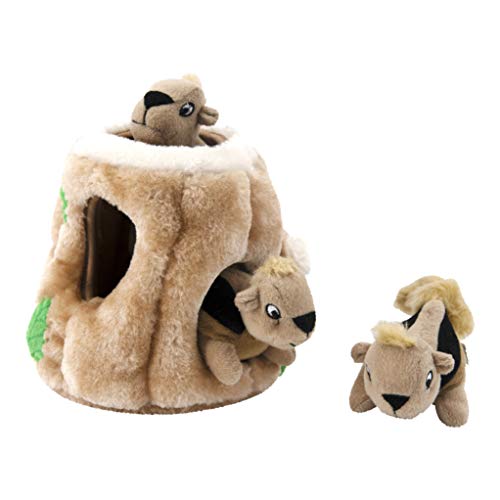 Outward Hound Kyjen 31011 Hide-A-Squirrel Quietschspielzeug Hundespielzeug 4-teilig, Größe L, Braun