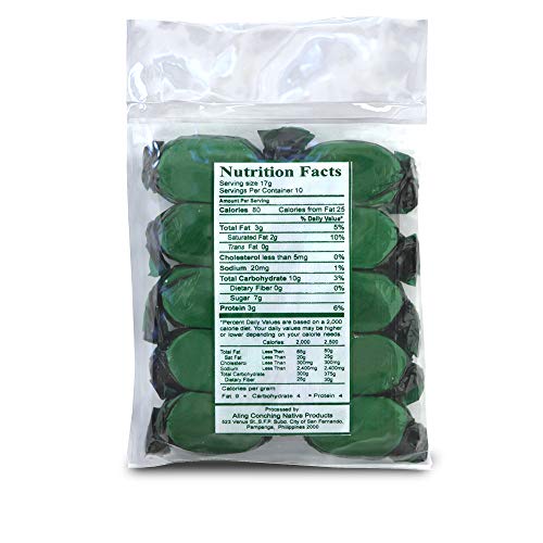 Aling Conching - Polvoron Buco Pandan (Toasted Wheat Cake, Young Coconut and Screwpine flavor), 10pcs/pack, 6oz (170g), 3-Pack