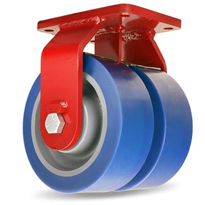 Hamilton Extra Heavy Duty Dual-Wheel Rigid Caster Part# R-EHD2-63EGB 6" x 3" Ergo-Glide XT 1" Thick Polyurethane (85A) Cast Iron Wheels 3/4" Sealed Precision Bearing - 4,400 lbs Capacity - USA Made