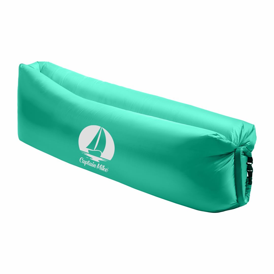 Captain Mike Air Sofa - Canapé gonflable sans pompe - Chaise longue de plage - Pliable et portable - Avec sac à dos - 190 x 70 cm - Pour plage, jardin, voyage, camping (vert foncé)