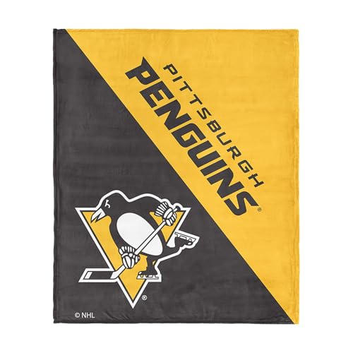 Northwest NHL Pittsburgh Penguins Halftone Silk Touch Throw Blanket, Ultra Soft Plush Polyester, Lightweight Warm Decorative Fan Gift, 46 x 60 in
