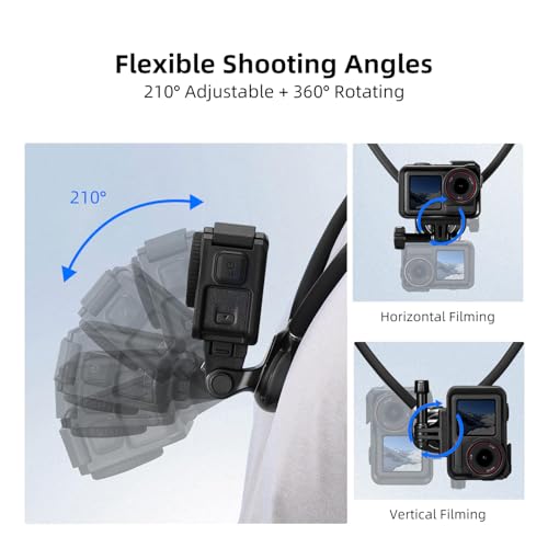 Image of MOBILIFE Action Camera Neck Mount Hands-Free POV Neck Holder 360 Adjustable Ergonomics Silicone Gooseneck Anti-Shake Chest Strap Air Cushion for GoPro Hero 13 /12 /11 /10 /MAX, Insta 360 X Series