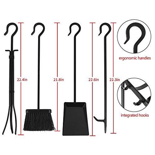 Amagabeli 31.6In Large Firewood Rack Fireplace Rack Indoor Bin Log Holder With Fireplace Tool Rack Tall Wood Log Rack Stacking Wrought Iron Tools #TOP2