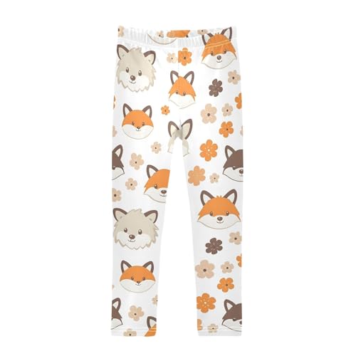 Fox Flower Girls Leggings Soft Stretch Workout Yoga Dance Pants for Kids Casual Tights