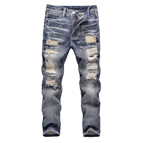 Boys' Jeans Pants High Waisted Stylish Baggy Ripped Pants Full Length Casual Vintage Streetwear Outfits