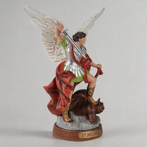 Estatua de San Miguel Arcángel color beige 12 pulgadas miniatura 3