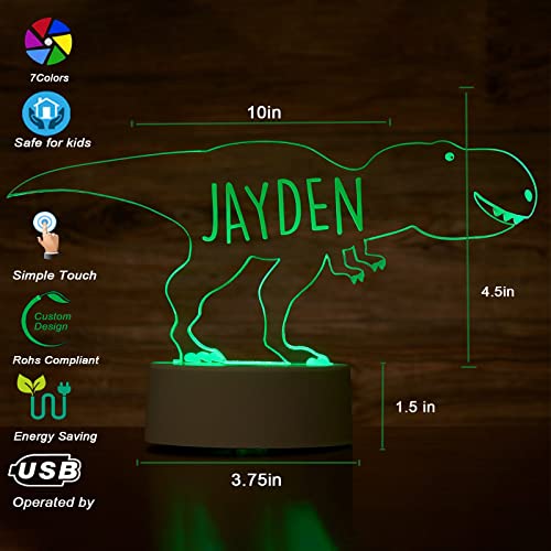 Night Light for Kids Room, Personalized Dinosaur Room Decor for Boys, Night Light for kids Touch Controls and USB… - Image 3