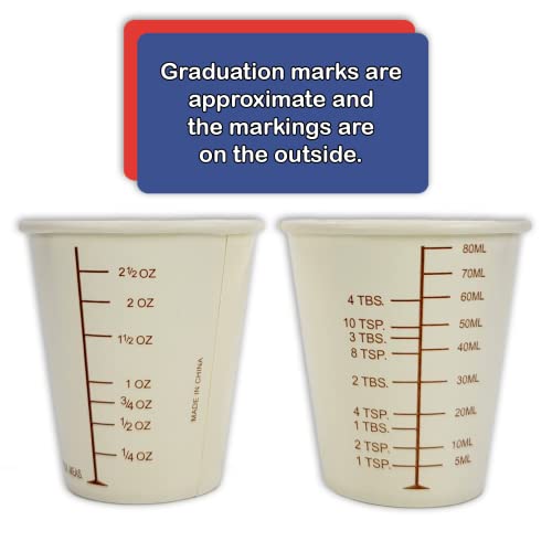 50 vasos medidores de papel con graduación 3 oz miniatura 5