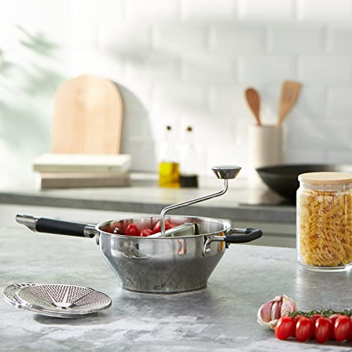 Foto von MasterClass Lebensmittelmühle, Pürierstab, manuelle Lebensmittel- und Gemüsemühle, Edelstahl, 43,5 x 21 x 19,5 cm, Silber