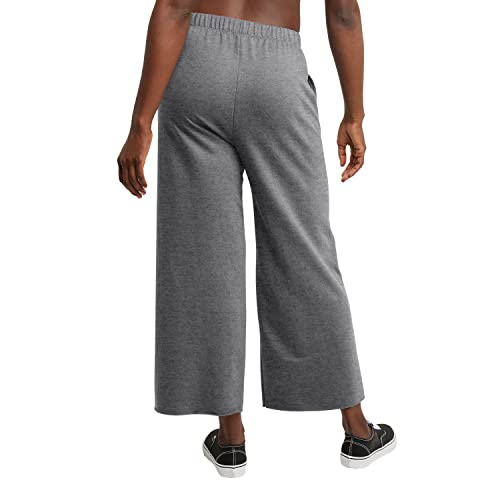 Hanes Women's Originals Wide Leg Crop Pants, Retro Lightweight French Terry Pants, 25"2
