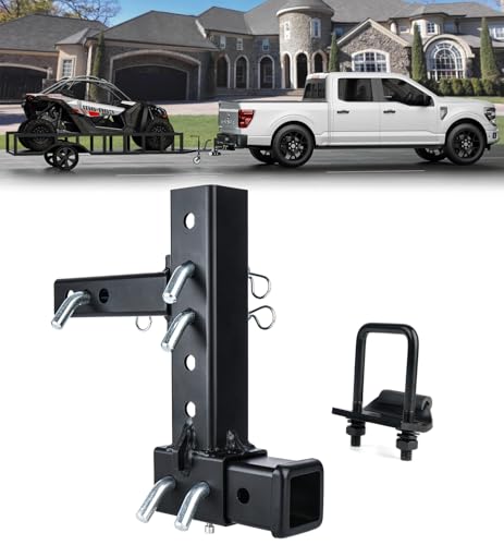 Aupar Patented Design Hitch Riser | Adjustable Trailer Hitch Extension | 4-10 Drop/Rise Hitch Adapter with 5000 lbs Horizontal Load Capacity