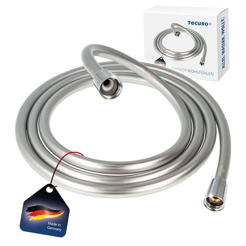 tecuro Tubo flessibile per doccia, 2,50 m, anti-torsione, colore: argento liscio, KTW/DVGW