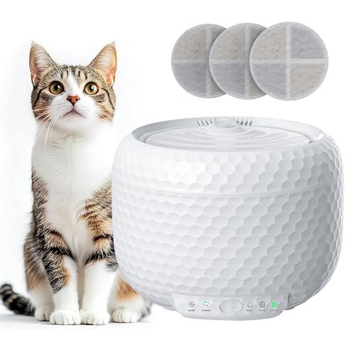 Petsuper Cat Water Fountain, Pet Water Fountain 63oz/1.8L, Ultra Quiet Dog Water Dispenser with Activated Carbon Filter, Two Flow Modes, Automatic Cat Waterer Fountains for Cats and Small Dogs