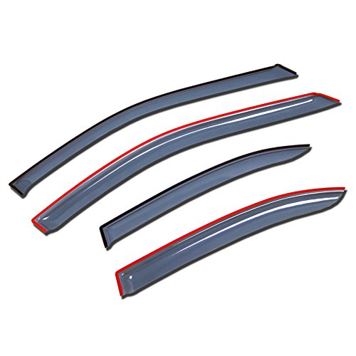 Image of Outside Mount Window Vent Visors Rain Guards Compatible with Cadillac Escalade Extended 2015-2016 | Side Window Wind Deflectors Rain Shields | Light Grey, 4 Pcs Set, LGWV-763