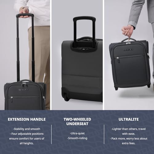 Image of Verage Underseat Carry On Luggage With Spinner Wheels, 16-Inch Rolling Pro, Softside, Grey