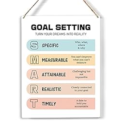Goal Setting Wood Sign Mental Health Wooden Signs Smart Hanging Plaque Home Office Wall Art photo