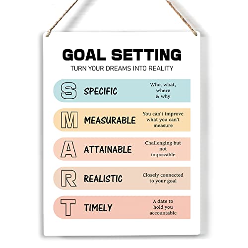 Goal Setting Wood Sign Mental Health Wooden Signs Smart Hanging Plaque Home Office Wall Art main view