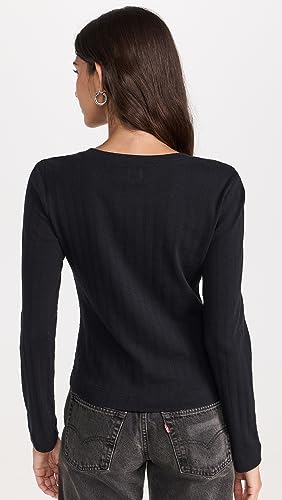 Leset Women's Pointelle Classic Crew Cardigan3