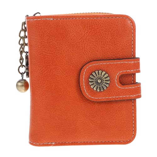 Bifold Wallet for Women Elegant Zipper Purse with Chain Charm Compact Card Holder Coin Storage for Travel and Daily Use Durable PU Leather