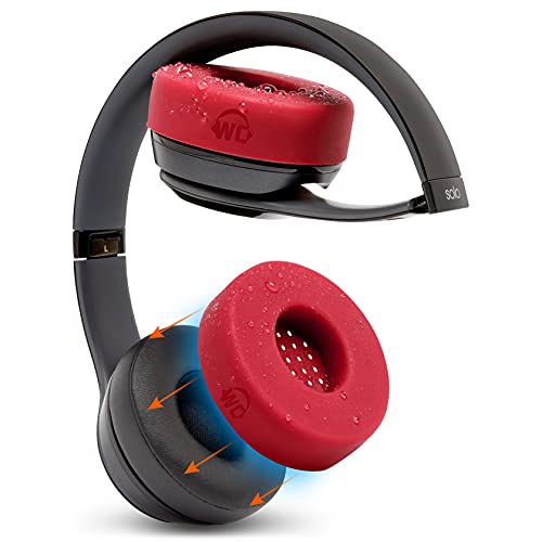 Image of WC SweatZ Solo - Patented Earpad Sweat Covers for Beats Solo 4, Solo 3 & Solo 2, Made by Wicked Cushions | Sweatproof & Machine Washable | Red