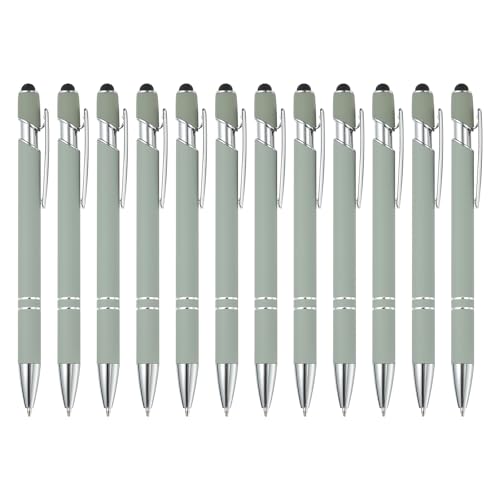 Stylo à bille encre noire PATIKIL avec pointe stylet vert clair pour écrans tactiles lot de 12