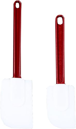 Espátula de goma resistente al calor, juego de 2 cucharas de espátula de silicona, espátulas comerciales de silicona de 10 pulgadas y 14 pulgadas,
