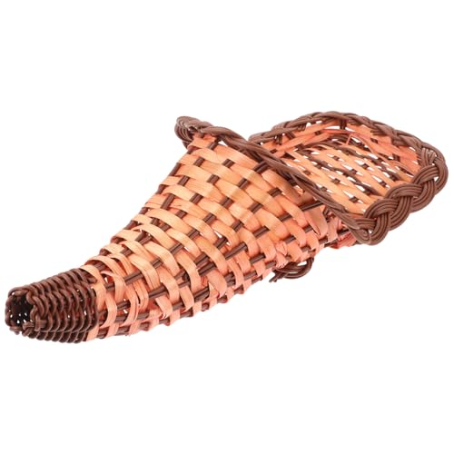 FUNOMOCYA Horn Storage Wicker Basket for Christmas Cornucopia Horn Basket Fruit Basket Counter Shaped Basket Snacks Basket Jar Christmas Cornucopia Basket Thanksgiving Basket Mini