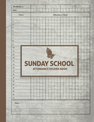 Sunday School Attendance Record Book: Christian Attendance & Register Chart