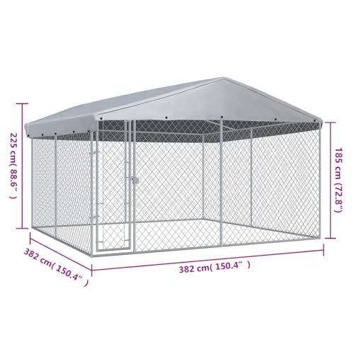 vidaXL Outdoor Hundezwinger mit Überdachung 382x382x225 cm Hundehütte Hundekäfig