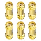 Gorise 6 Stück HF-Koaxial-Adapterstecker, SMA-Buchse auf SMA-Buchse, gerader, vergoldeter Stecker für Radio (vergoldet)