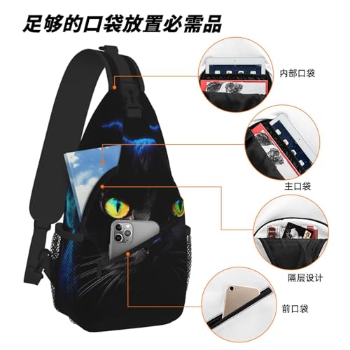 Sling Bag para mujer y hombre bolso cruzado de viaje negro miniatura 6