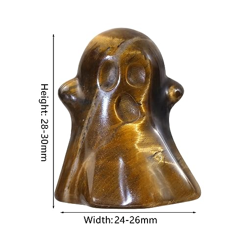 mookaitedecor Set of 2 Mini Tiger's Eye Crystal Ghost Statue for Halloween Decorations & Micro Landscape Ornament - Image 2