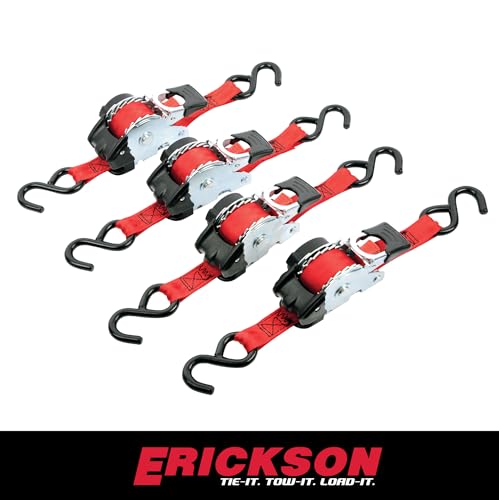 Erickson 4418 Pro Series Red 1 Inch X 10' Retractable Ratcheting Tie-Down Strap thumb #1