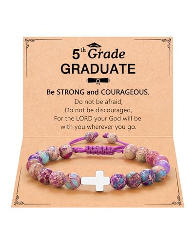 Image of UPROMI Cross Bracelet for Girls Baptism Communion Confirmation Gifts, Kindergarten /Preschool /5th Grade /8th Grade Graduation Gifts