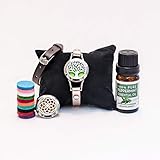 NV Originals Essential Oil Single Wrap Around Leather Bracelet Set (includes 2 bands, 2 faces, 12 pads, and 10ml Peppermint Essential Oil) - Anxiety Bracelet - Yoga Bracelet - Makes A Unique Gift!