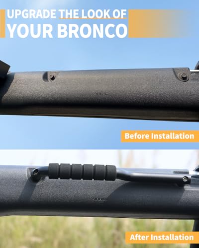 Image of ROADER Roll Bar Grab Handles for Ford Bronco 2021 2022 2023 2024 2025 Front Seat 2 /4 Door Soft & Hard Top, Interior Accessories Aluminum Alloy Front Seat Grip Handle, 2PCS(Black)