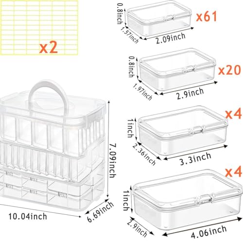 Image of 91pcs Bead storage container, 3-Tier bead organizer boxes and craft storage boxes,Bead storage Stackable portable box,DIY Jewelry Craft Nails, Bracelets, Jewelry, Diamonds, Pens, (3 Tier)