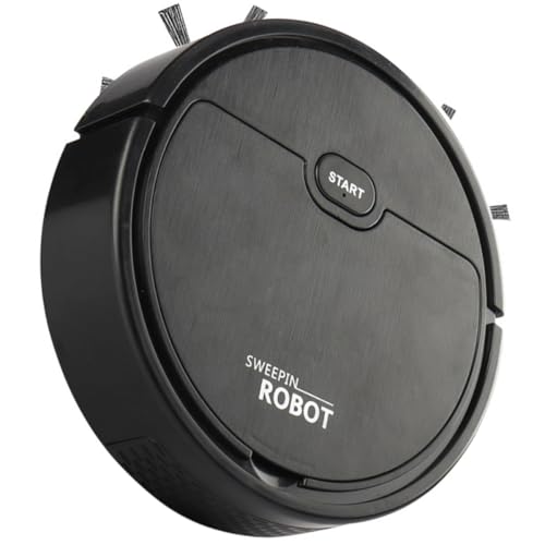 HOMSFOU Robot Aspirador Multifuncional para Hogar, Pequeño y Compacto, Aspiradora de Piso Función de Fregado Húmedo y Seco, Autonomía de 60 Minutos, Color Negro, Adecuado para Limpieza