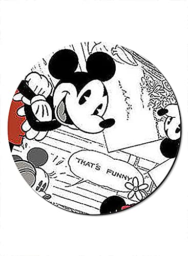 Theodor Round Cute Mouse Pad Mouse Mat with Design, Non-Slip Rubber Base Waterproof Women For Game Office Mouse Pads Size 20 CM Mickey Black