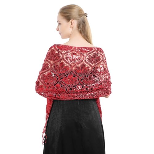 Sequin Lace Shawls & Wraps - Sparkling Evening Dress Scarf with Tassels, Wedding Party Accessories for Bride Bridesmaids2