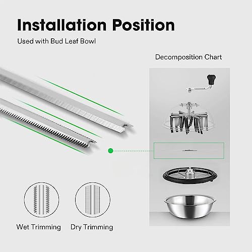 Image of VIVOSUN 2 Pack 19 inch Spin Cut Bud Leaf Bowl Trimmer Replacement Stainless Steel Cutting Blade - 1 Four-Edged Straight Blade & 1 Serrated Blade