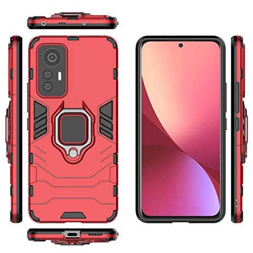 Coque pour Xiaomi Mi 12 Lite rouge avec support magnétique de voiture