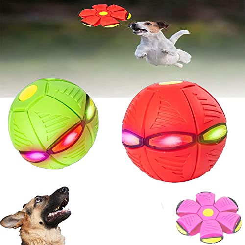 CHNLML 2Pcs Pet Toy Flying Saucer Ball,Pet Toys for Dogs UFO Magic Flying orb Ball with Six-Color Light,Flying Saucer Ball Dog Toy, Pet Toy Flying Saucer