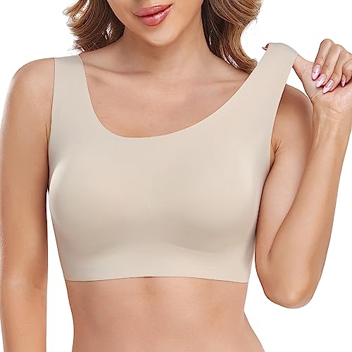 Seamless Nude Bra Tank Top for Women, Sleeveless Camisole Comfortable Soft Bras